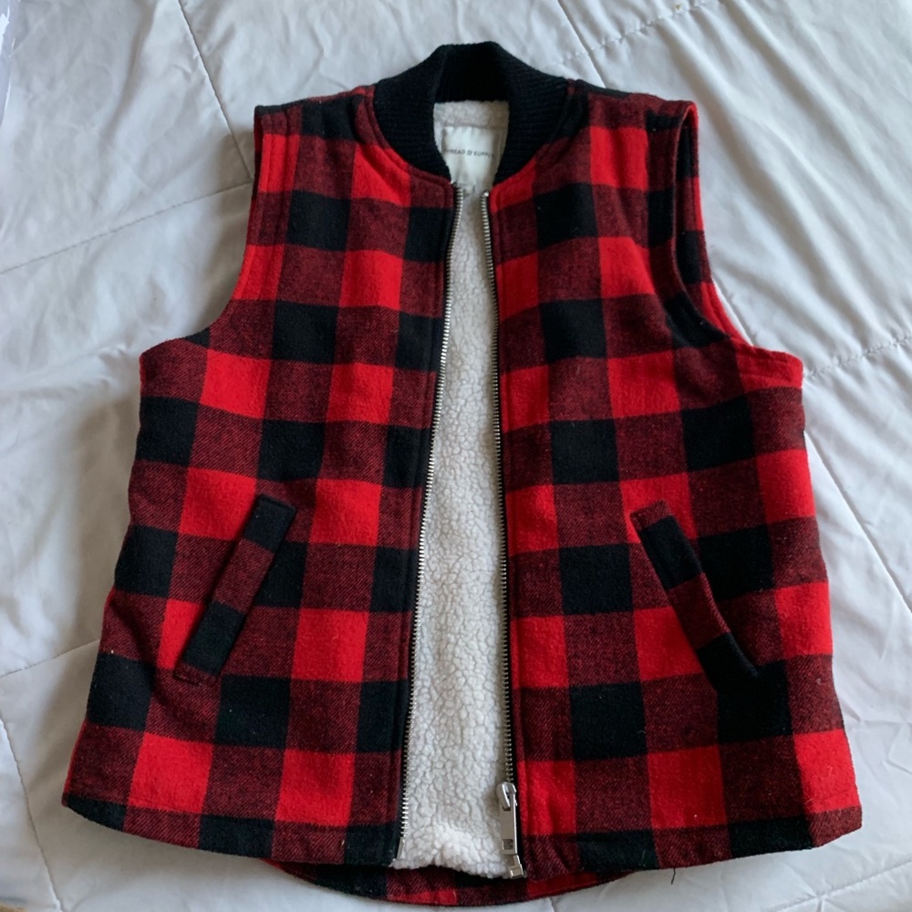 Sherpa Fleece Lined Flannel Vest